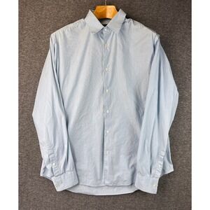 Theory‎ Sylvain Lanzarote Light Blue Stripe Button Down Slim Shirt Mens XL Flaw